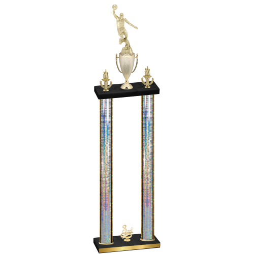 Double Silver Glacier Third Place Basketball Trophy