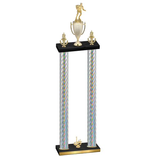 Double Silver Carbon Fiber First Place Rugby Trophy