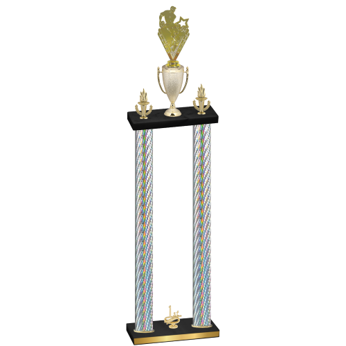 Double Silver Carbon Fiber First Place Rugby Trophy
