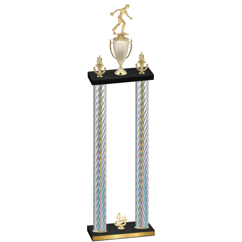 Double Silver Carbon Fiber Fourth Place Bowling Trophy