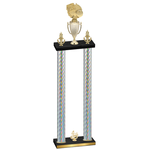 Double Silver Carbon Fiber Fourth Place Basketball Trophy