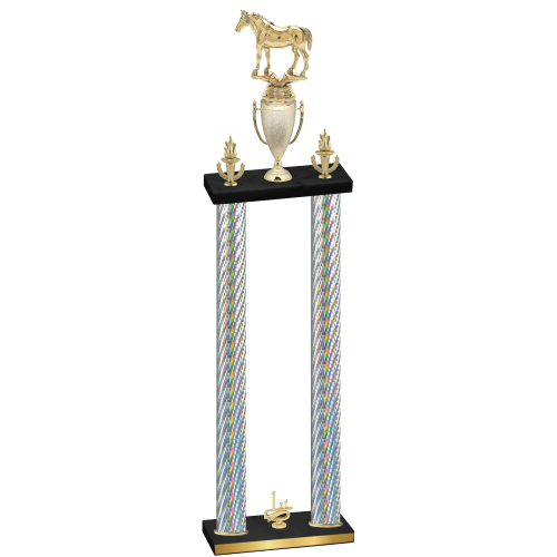 Double Silver Carbon Fiber First Place Horses Trophy