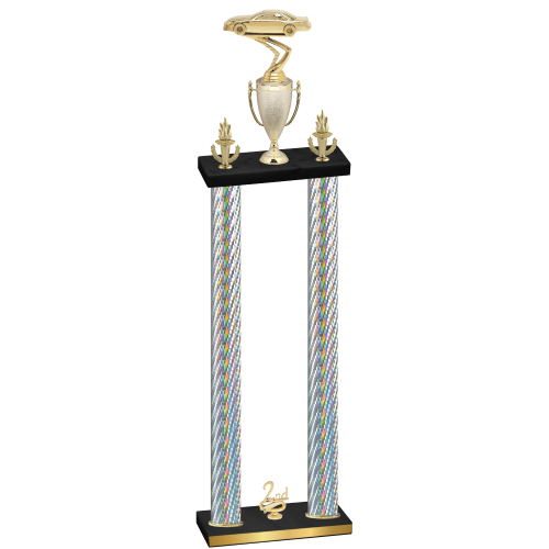 Double Silver Carbon Fiber Second Place Cars Trophy