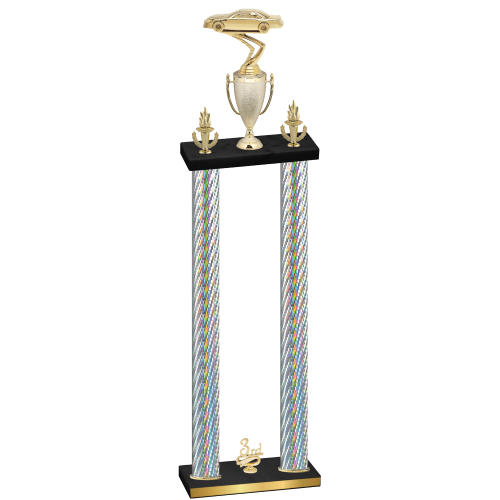 Double Silver Carbon Fiber Third Place Cars Trophy