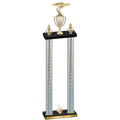 Double Silver Carbon Fiber Third Place Cars Trophy
