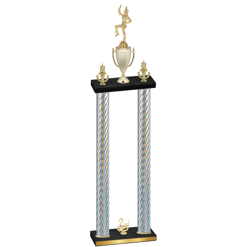 Double Silver Carbon Fiber Second Place Majorette Trophy