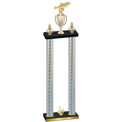 Double Silver Carbon Fiber Third Place Fishing Trophy