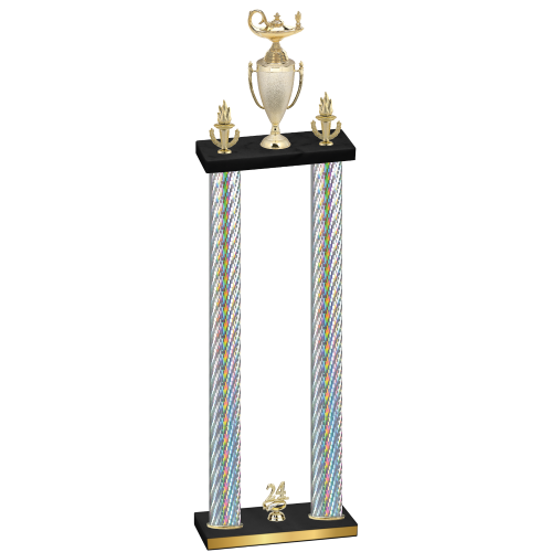 Double Silver Carbon Fiber Year Academics Trophy