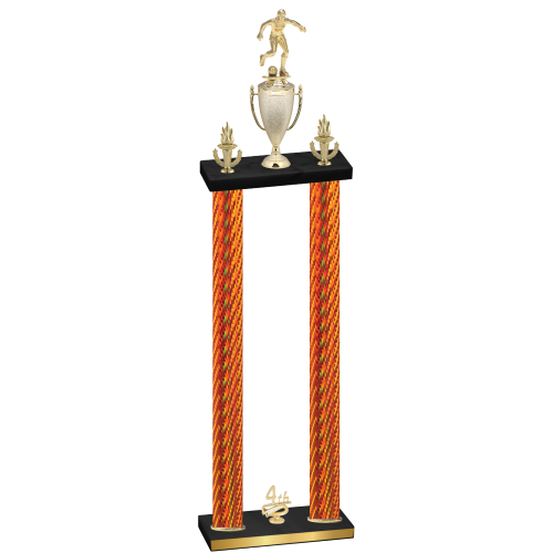 Double Orange Carbon Fiber Fourth Place Soccer Trophy