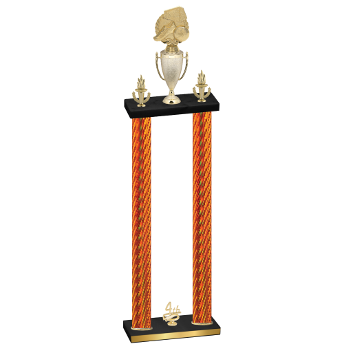 Double Orange Carbon Fiber Fourth Place Soccer Trophy