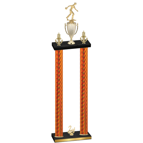 Double Orange Carbon Fiber Second Place Bowling Trophy