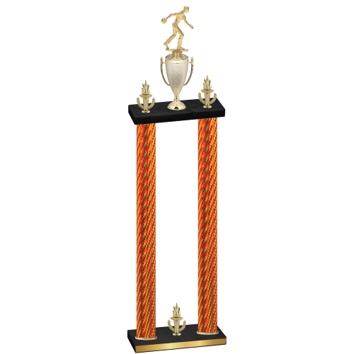 Double Orange Carbon Fiber Victory Bowling Trophy