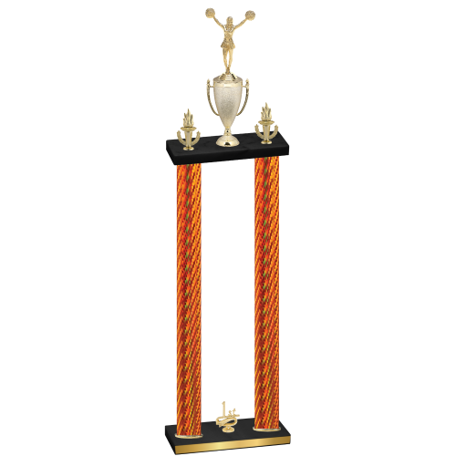 Double Orange Carbon Fiber First Place Cheerleading Trophy