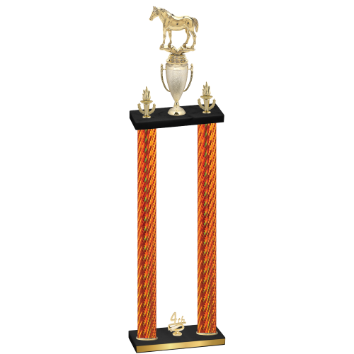 Double Orange Carbon Fiber Fourth Place Horses Trophy