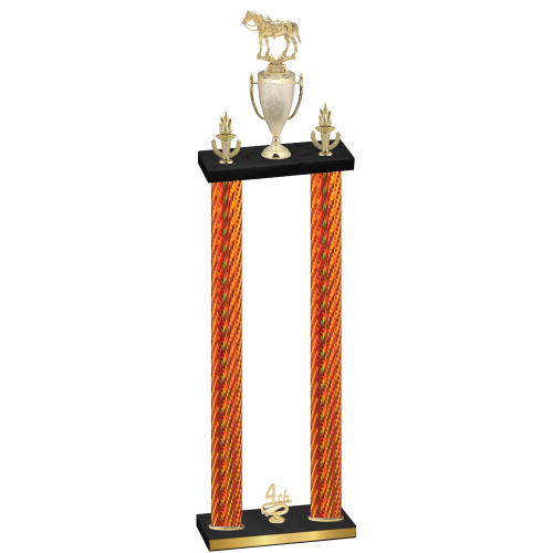 Double Orange Carbon Fiber Fourth Place Horses Trophy