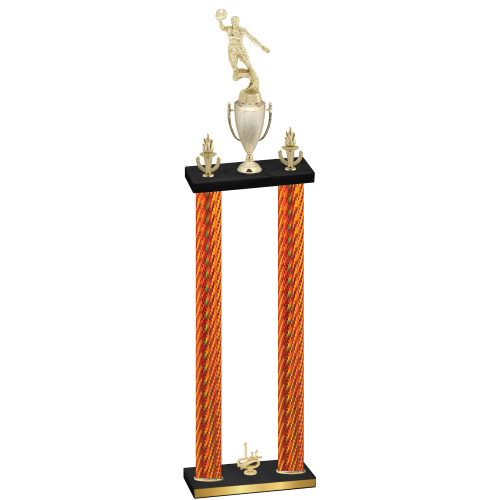 Double Orange Carbon Fiber First Place Basketball Trophy
