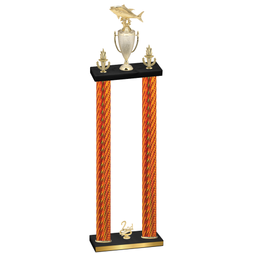 Double Orange Carbon Fiber Second Place Fishing Trophy