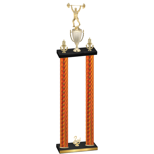 Double Orange Carbon Fiber Second Place Weights Trophy