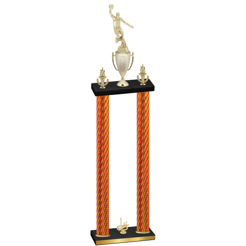 Double Orange Carbon Fiber First Place Basketball Trophy