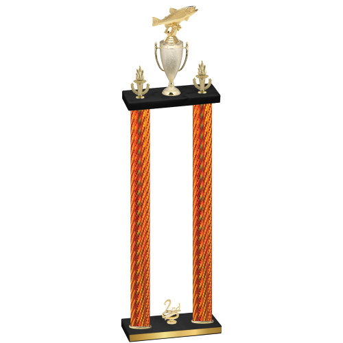 Double Orange Carbon Fiber Second Place Fishing Trophy