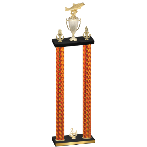 Double Orange Carbon Fiber Third Place Fishing Trophy
