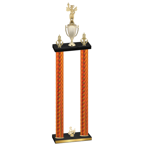 Double Orange Carbon Fiber Third Place Academics Trophy