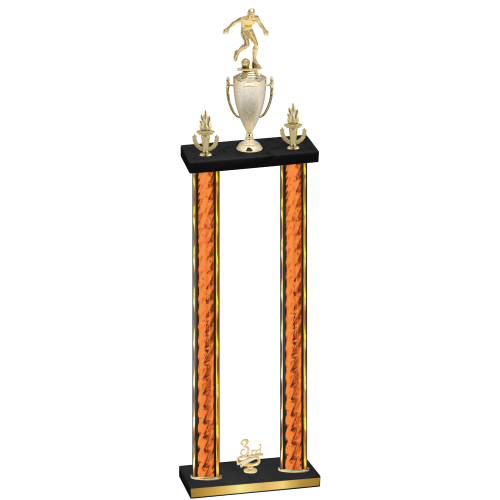 Double Orange Glacier Third Place Soccer Trophy