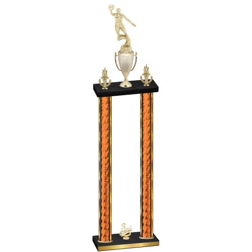 Double Orange Glacier Third Place Basketball Trophy