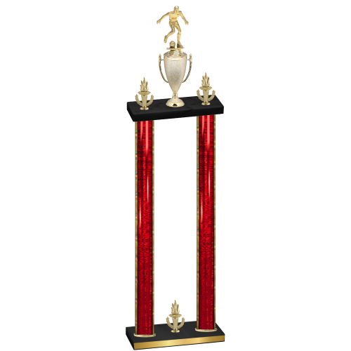 Double Red Glacier Victory Soccer Trophy