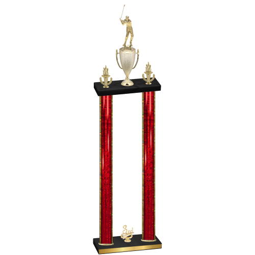 Double Red Glacier Third Place Golf Trophy