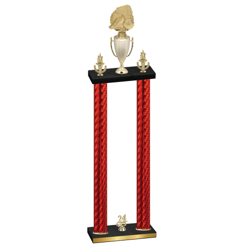 Double Red Carbon Fiber Year Soccer Trophy