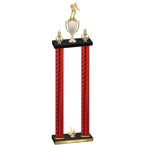 Double Red Carbon Fiber First Place Rugby Trophy