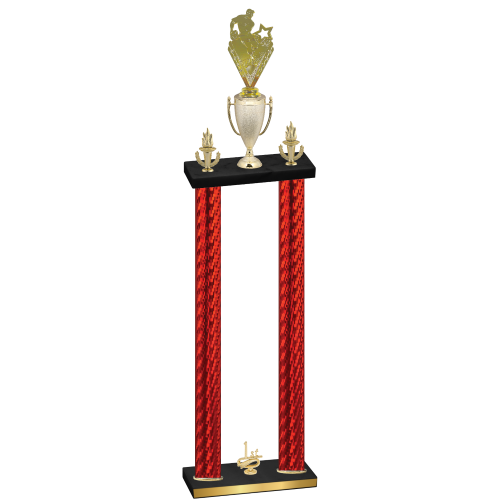 Double Red Carbon Fiber First Place Rugby Trophy