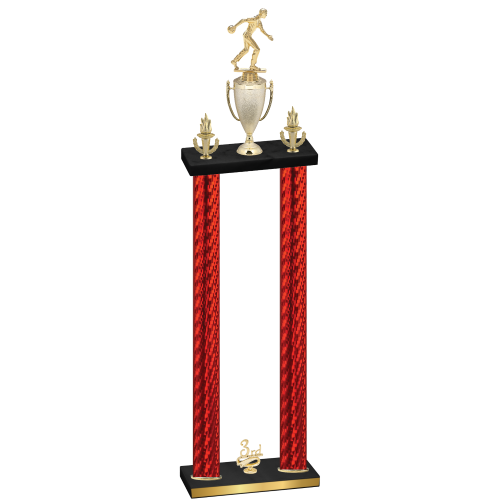 Double Red Carbon Fiber Third Place Bowling Trophy