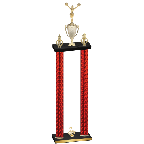 Double Red Carbon Fiber Second Place Cheerleading Trophy