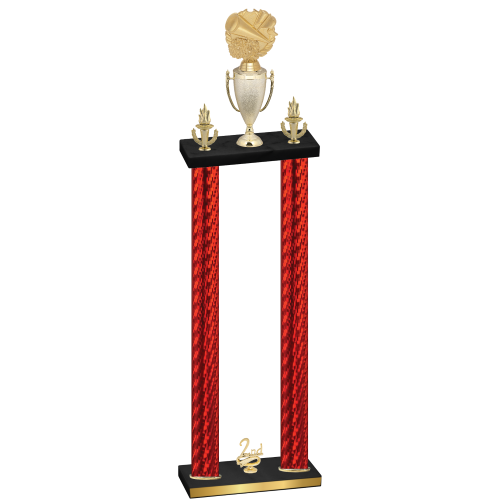 Double Red Carbon Fiber Second Place Cheerleading Trophy