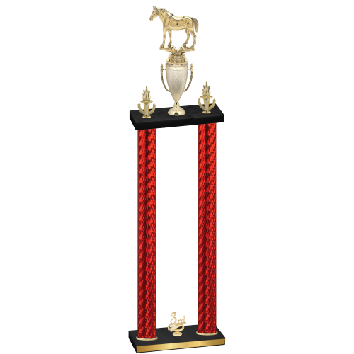 Double Red Carbon Fiber Third Place Horses Trophy