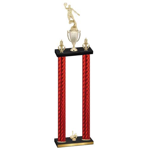 Double Red Carbon Fiber First Place Basketball Trophy