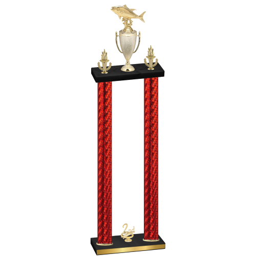 Double Red Carbon Fiber Second Place Fishing Trophy