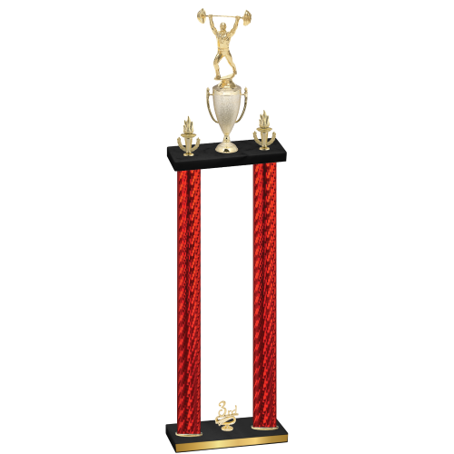 Double Red Carbon Fiber Third Place Weights Trophy