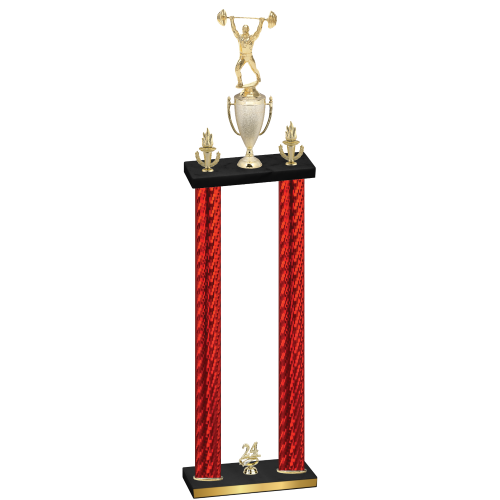 Double Red Carbon Fiber Year Weights Trophy