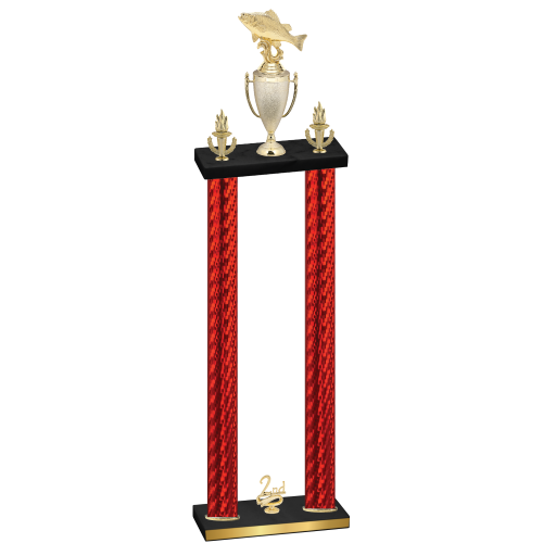 Double Red Carbon Fiber Second Place Fishing Trophy