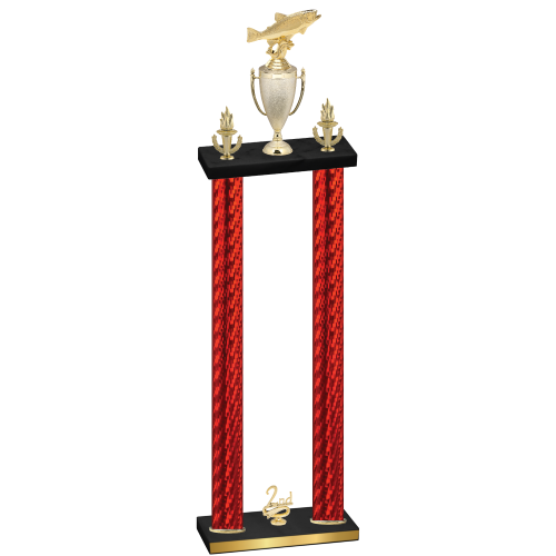 Double Red Carbon Fiber Second Place Fishing Trophy