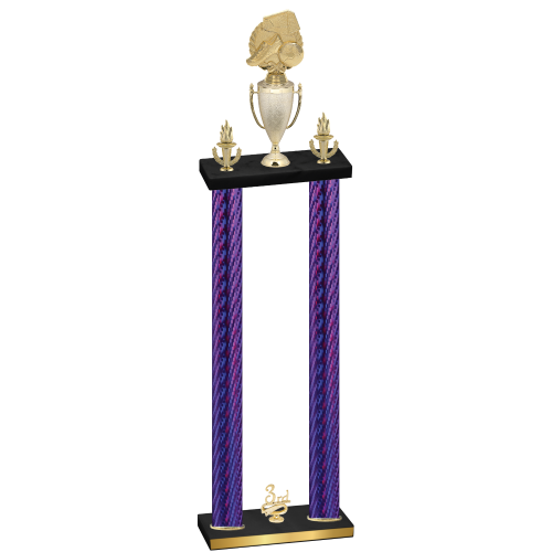 Double Purple Carbon Fiber Third Place Soccer Trophy