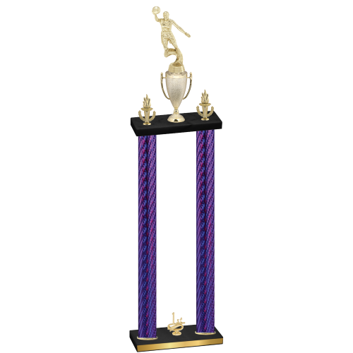 Double Purple Carbon Fiber First Place Basketball Trophy