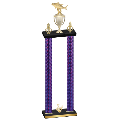 Double Purple Carbon Fiber Second Place Fishing Trophy