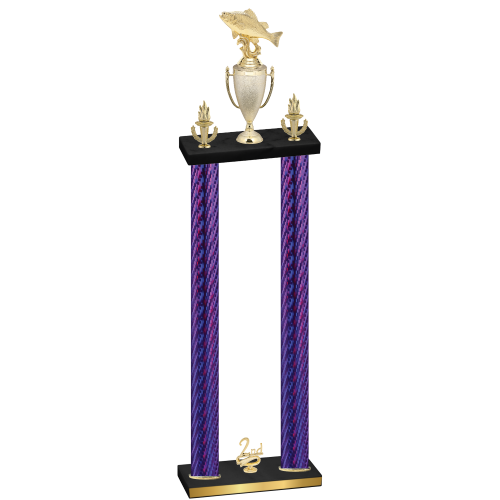Double Purple Carbon Fiber Second Place Fishing Trophy