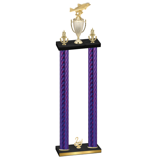 Double Purple Carbon Fiber Second Place Fishing Trophy