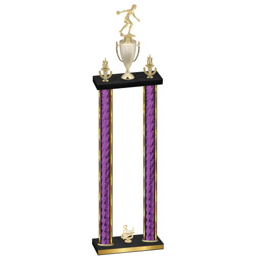 Double Purple Glacier Third Place Bowling Trophy