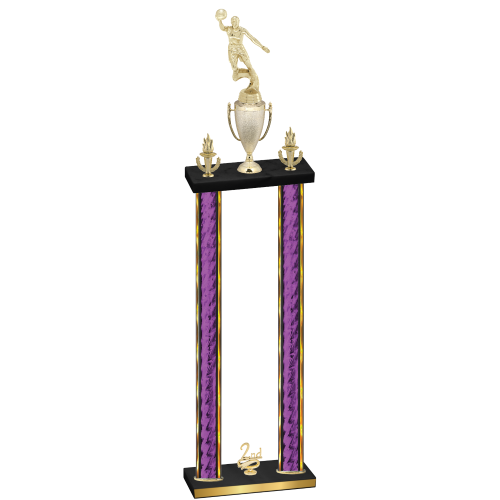 Double Purple Glacier Second Place Basketball Trophy